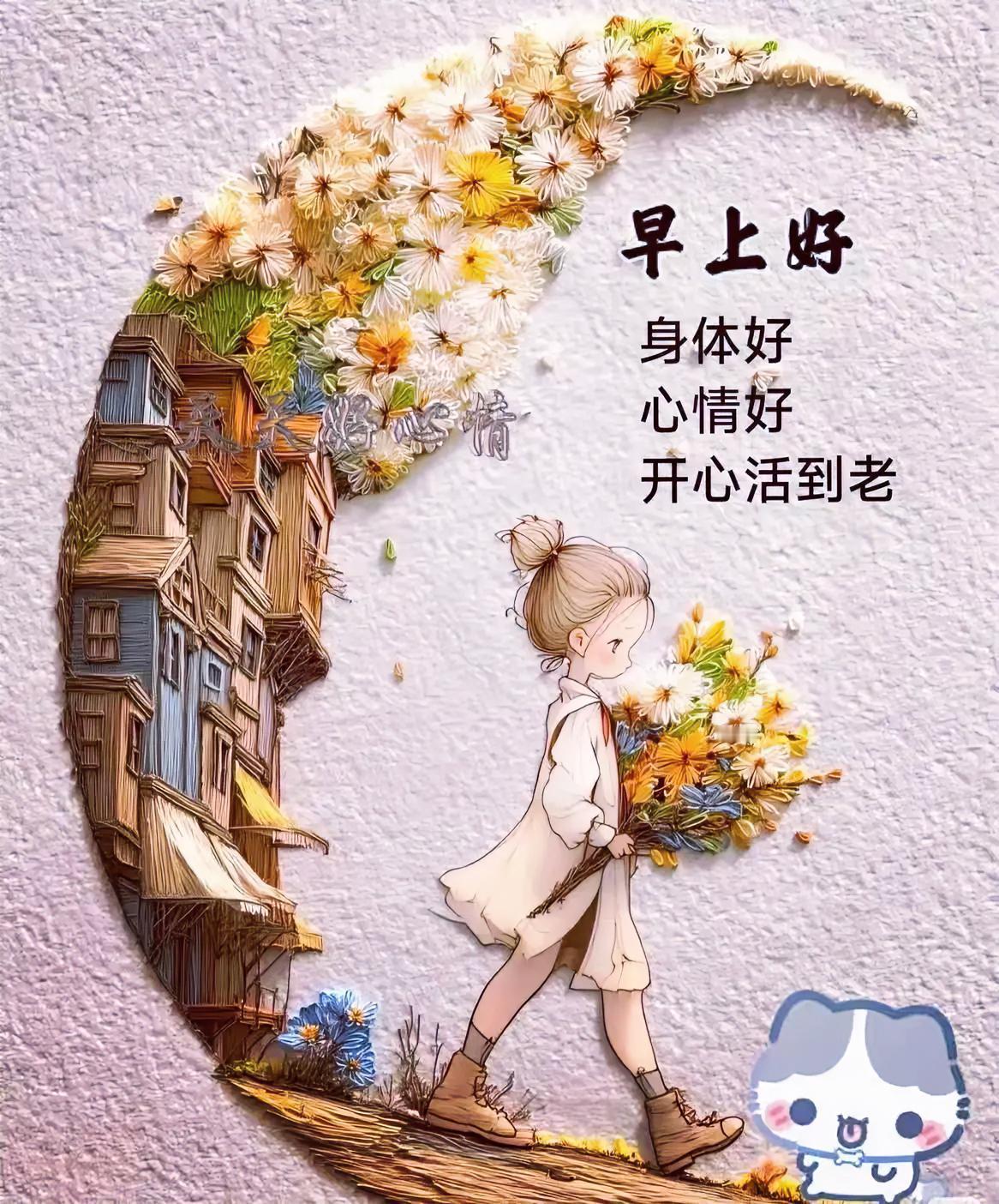 早上好！把满满一篮子的鲜花和阳光装进心里，开启元气满满的治愈一天吧。
来张早安图