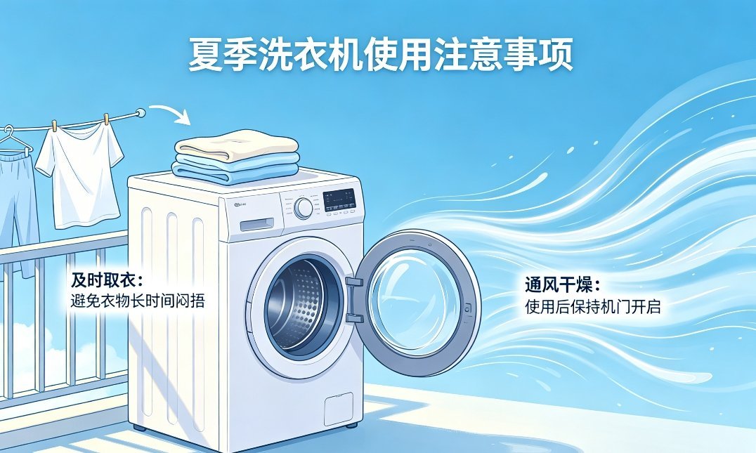 夏天用洗衣机要注意什么夏季天气闷热潮湿，使用洗衣机有诸多注意要点。出汗衣物切勿长
