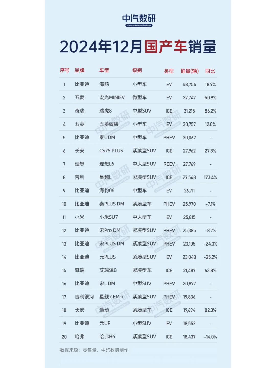 2024年12月及全年国产&合资&独资车销量