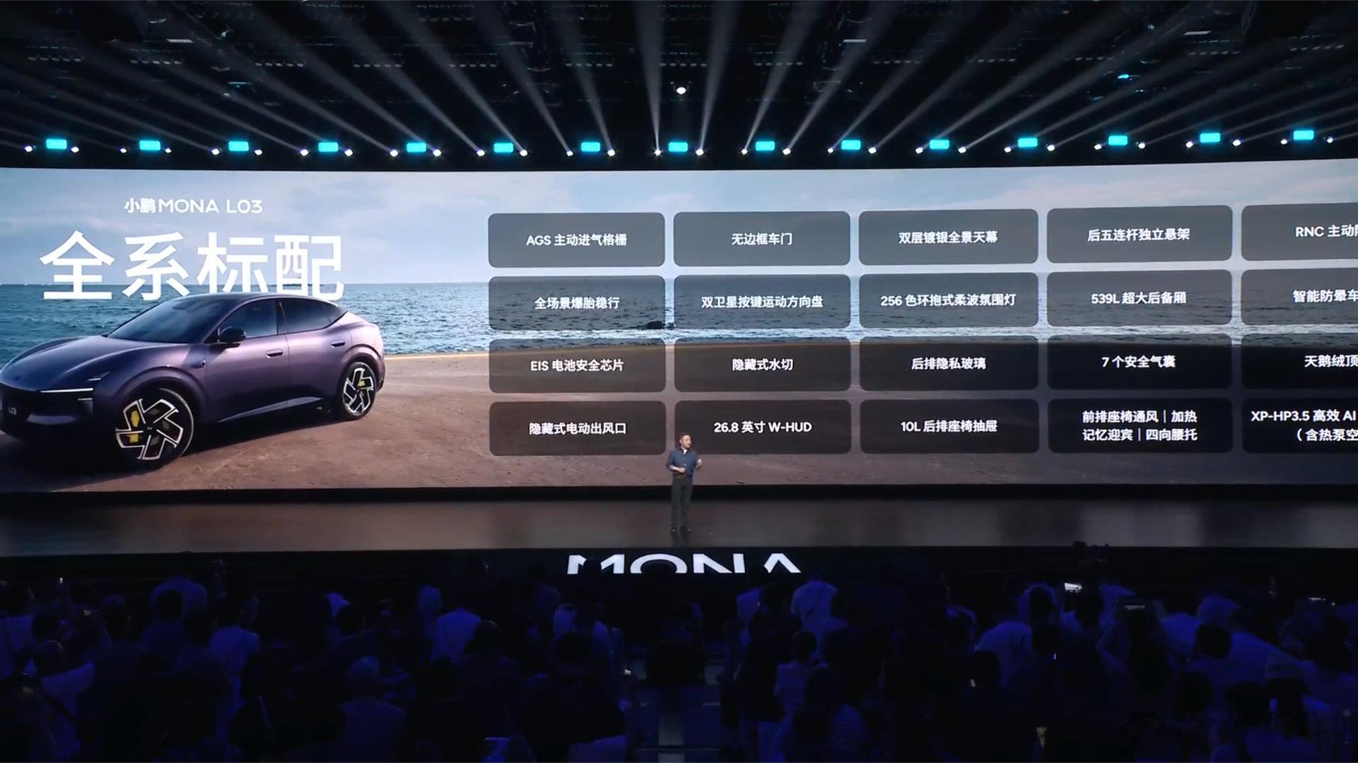 小鹏MONA L03预售价14.38万元起！！依旧是全系标配到屏幕放不下，还提供
