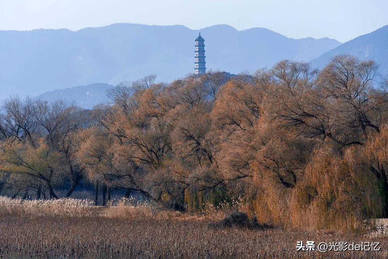 21年的今天已经是冰封颐和园的昆明湖了，十七孔桥周边结上了厚冰。连岸边附近用来栓