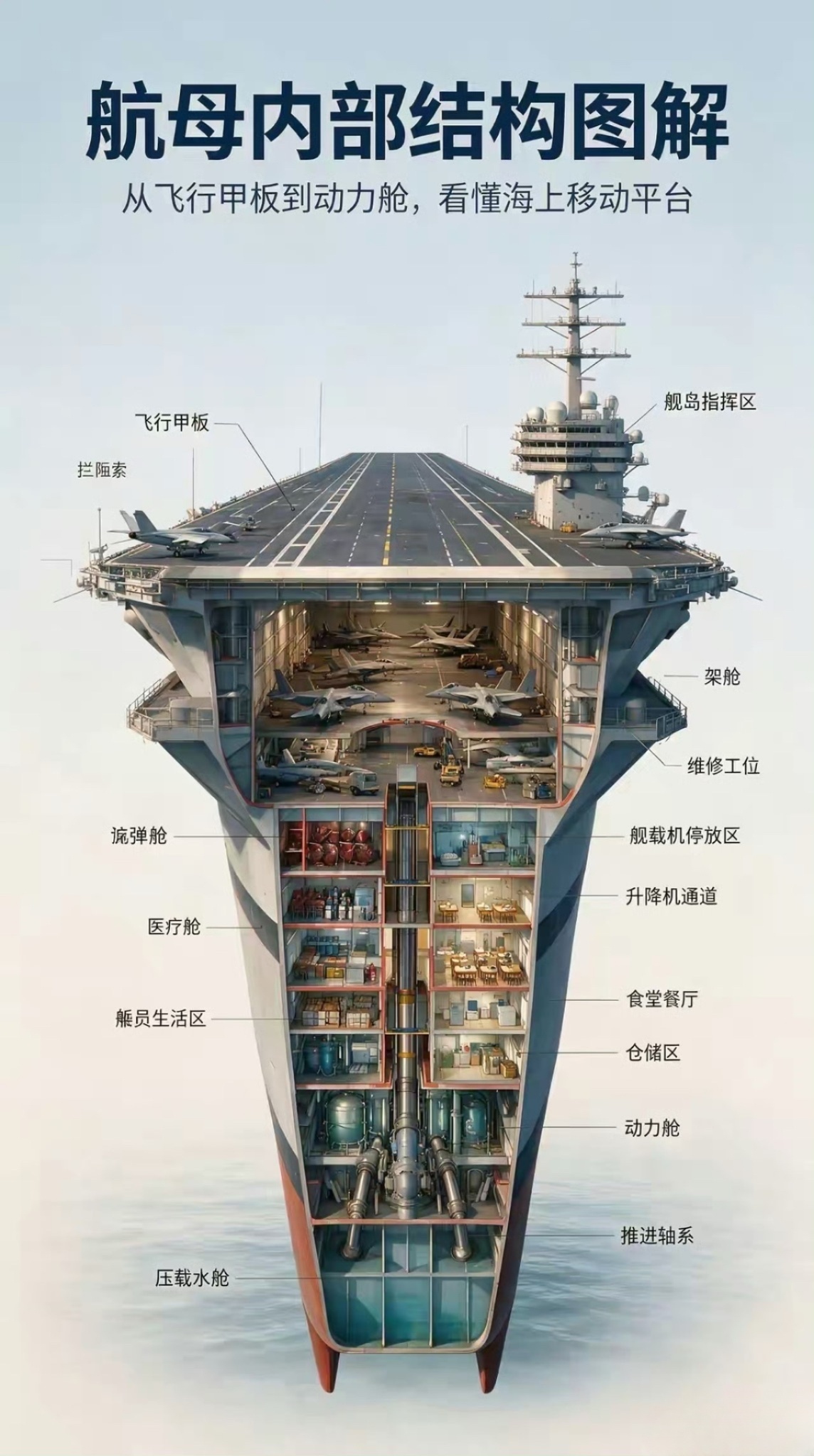 制造一艘航母有多难？看看结构就知道了。 