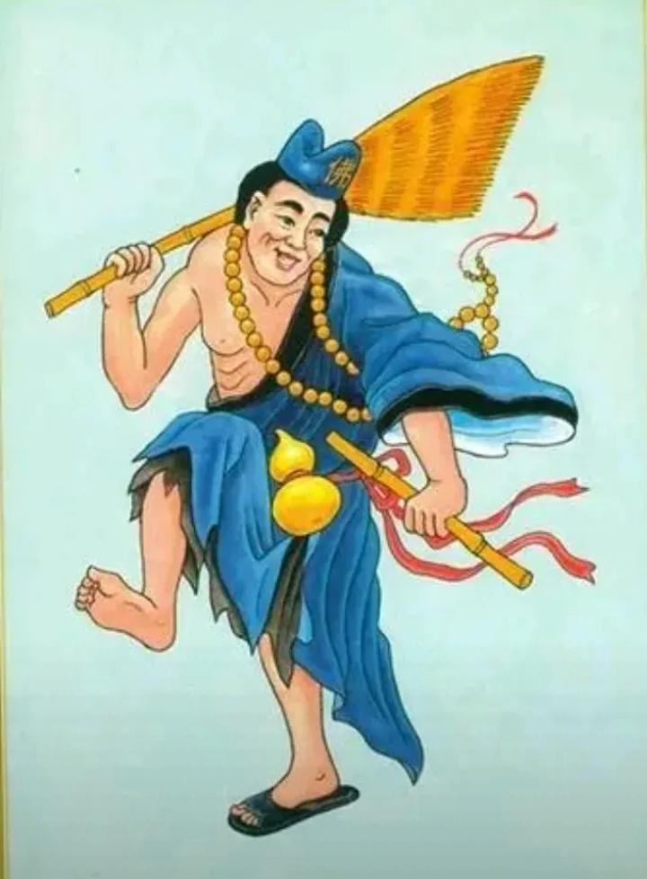 人以快乐首当先，
忧愁烦恼放一边，
看看贫僧道济我，
………？

上联：一把扇儿