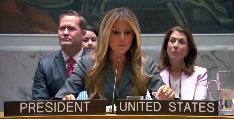 特朗普老婆主持安理会瞎说！

3月2日，联合国安理会举行“冲突中的儿童、技术与教