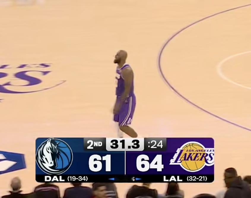 独行侠打出10-0高潮！ 湖人只领先3分了！独行侠vs湖人