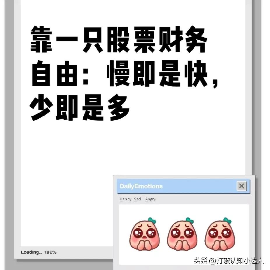 靠一只股票实现财务自由：慢即是快，少即是多
 
我妈总跟我提起她的一个朋友，咱们