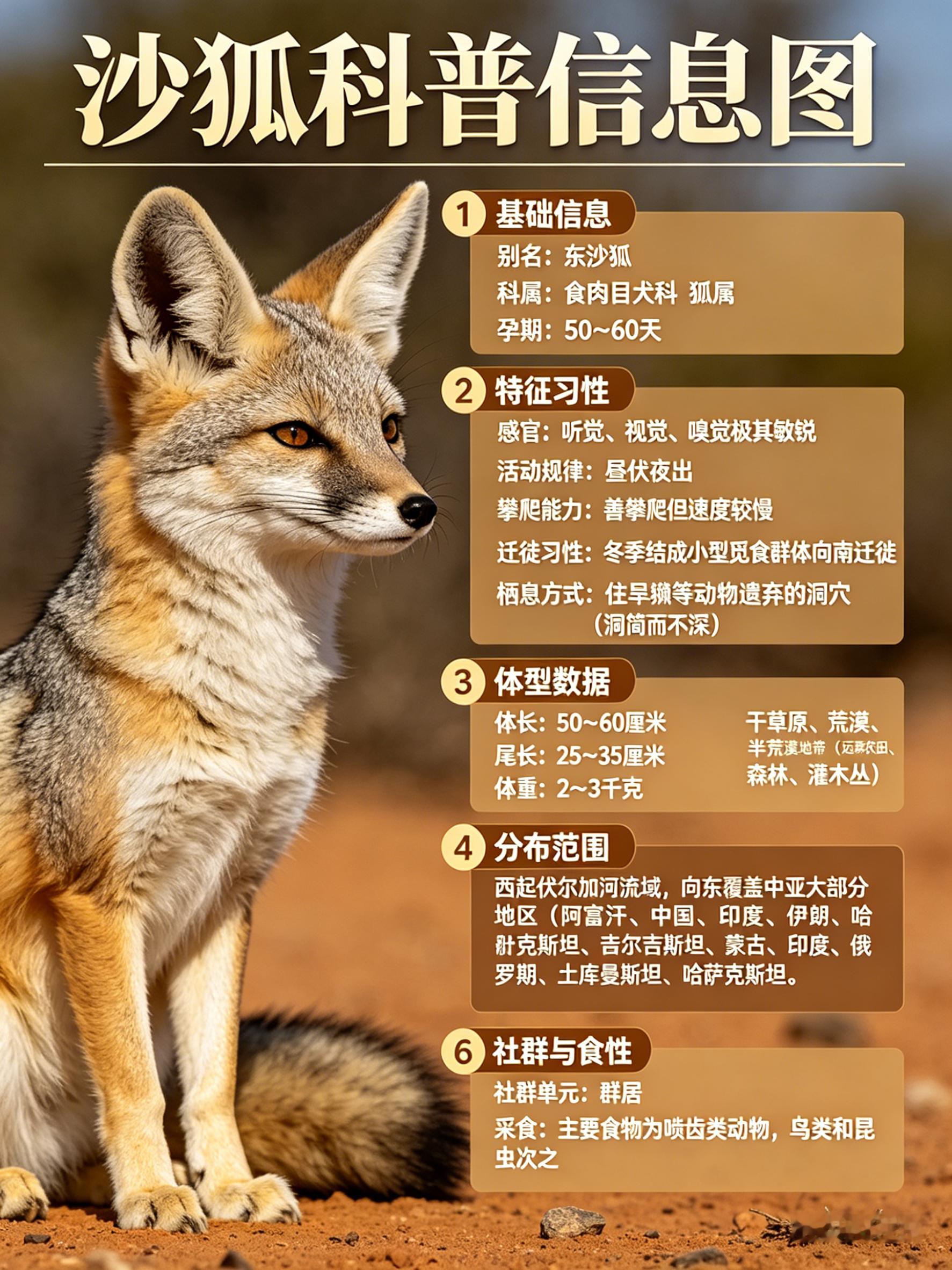 奇妙生物圈 沙狐别名：东沙狐科属：食肉目犬科，狐属孕期：50～60天沙狐拥有极其