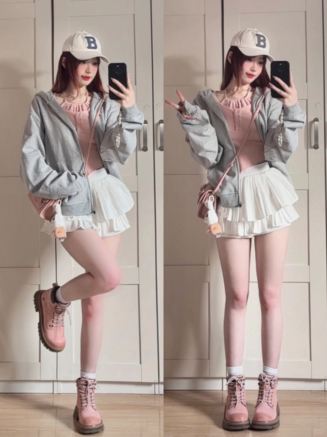 辣妹日记｜韩系穿搭分享🦭灰粉好配好少女