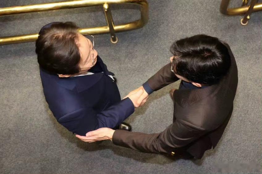 韩国朝野两大政党党首紧紧握手 再次用事实证明，在韩国最危险的职业是当总统！没有之