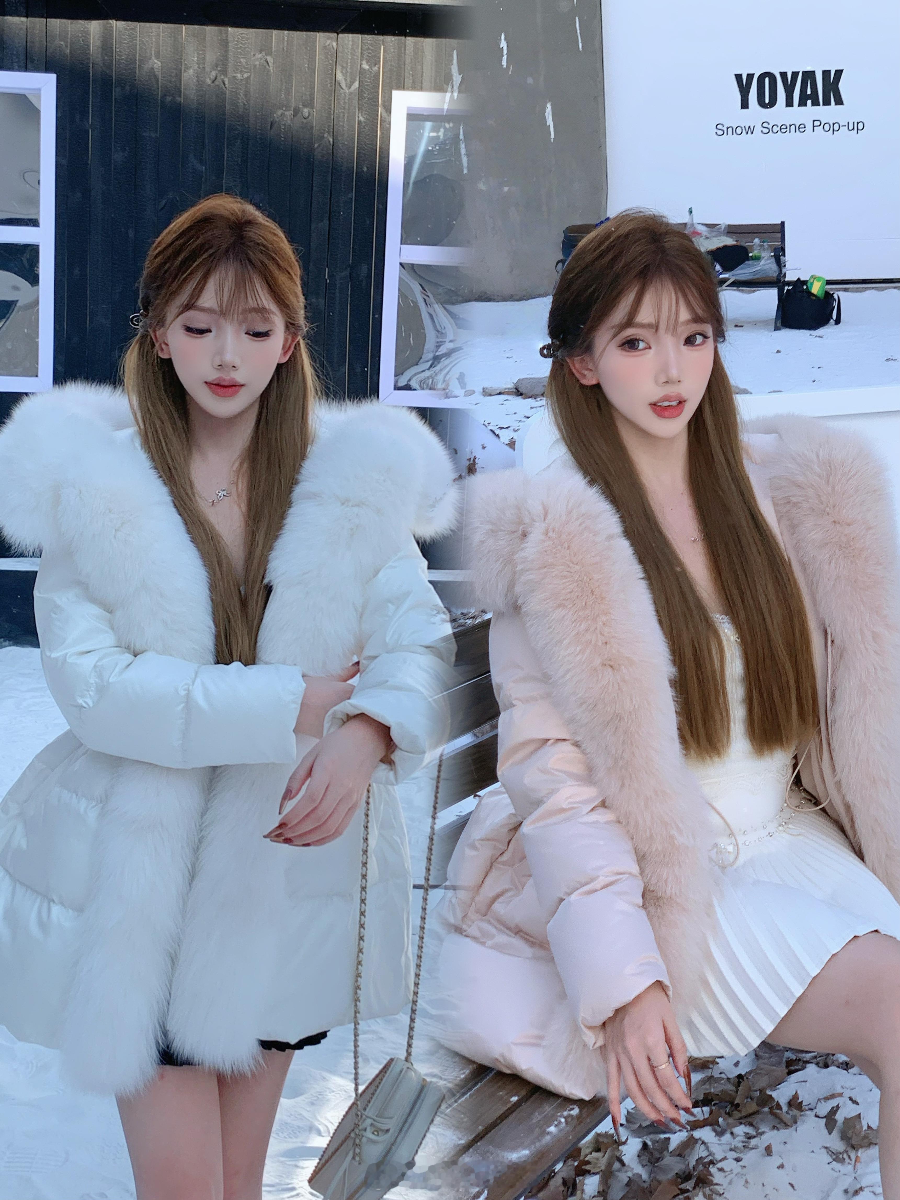 已上线的珍珠色泽羽绒服丰沛软糯的狐狸毛绝美，温暖加倍[期待] ​​​