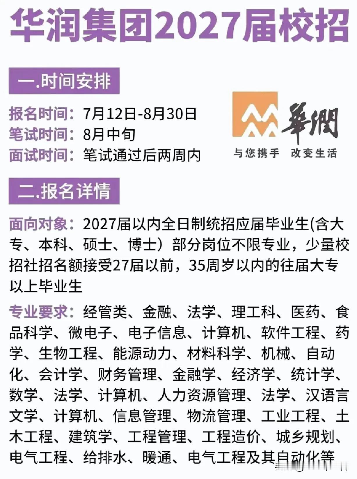 同学们，华润集团2027届校招已经正式启动，这不是一次普通的招聘，而是你们职业生