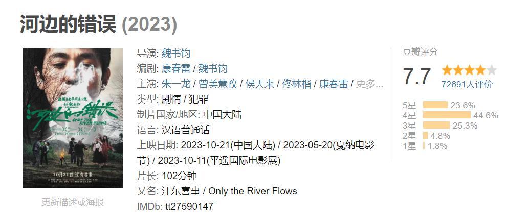 《河边的错误》没有答案不如发疯，豆瓣开分7.7，不同的观影体验
电影《河边的错误