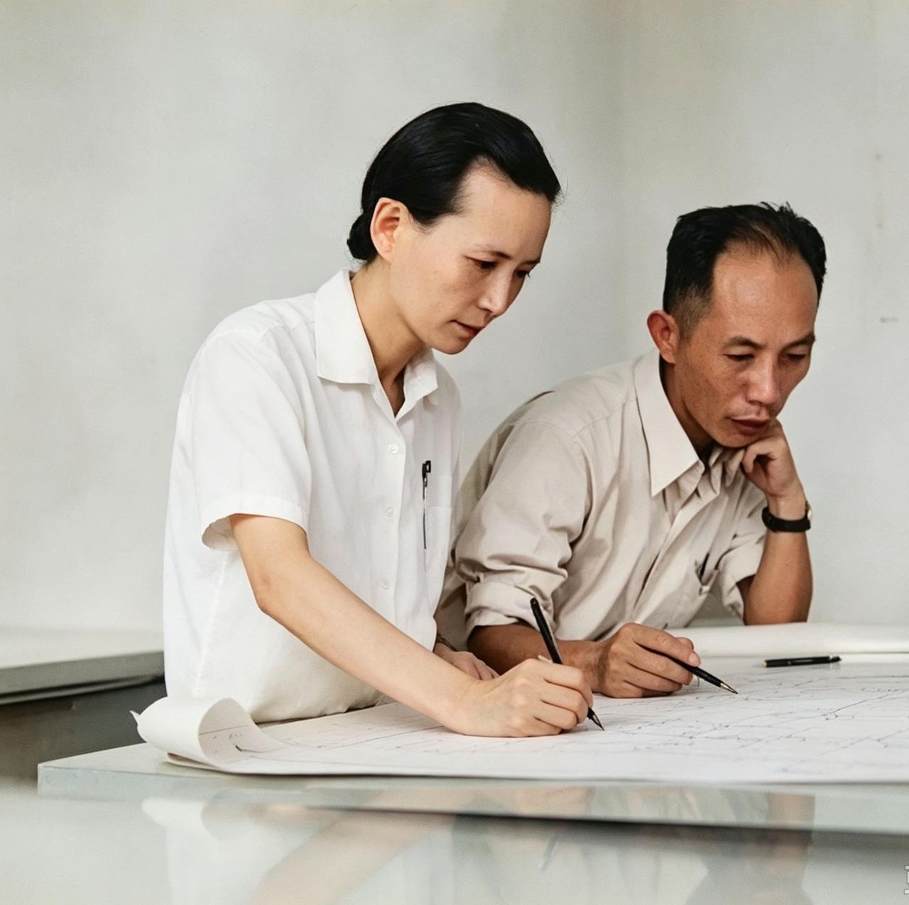 1950年，林徽因工作的照片，真不敢相信，一代女神，居然成了这样，令人唏嘘不已。