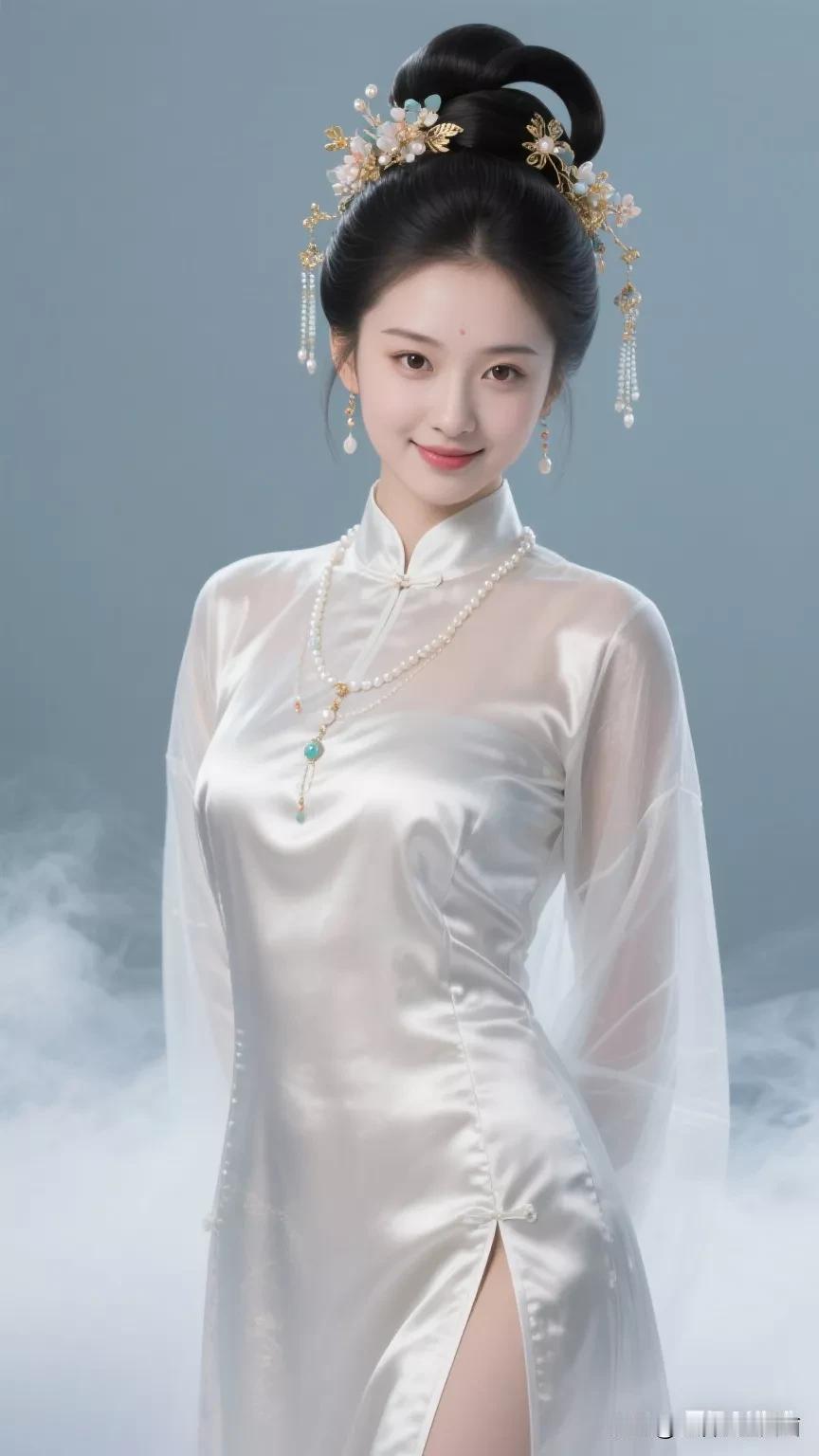 梦幻古风美人，古典优雅，韵味十足！张立启原创书画AI作品古仕女发髻服饰集锦首发第