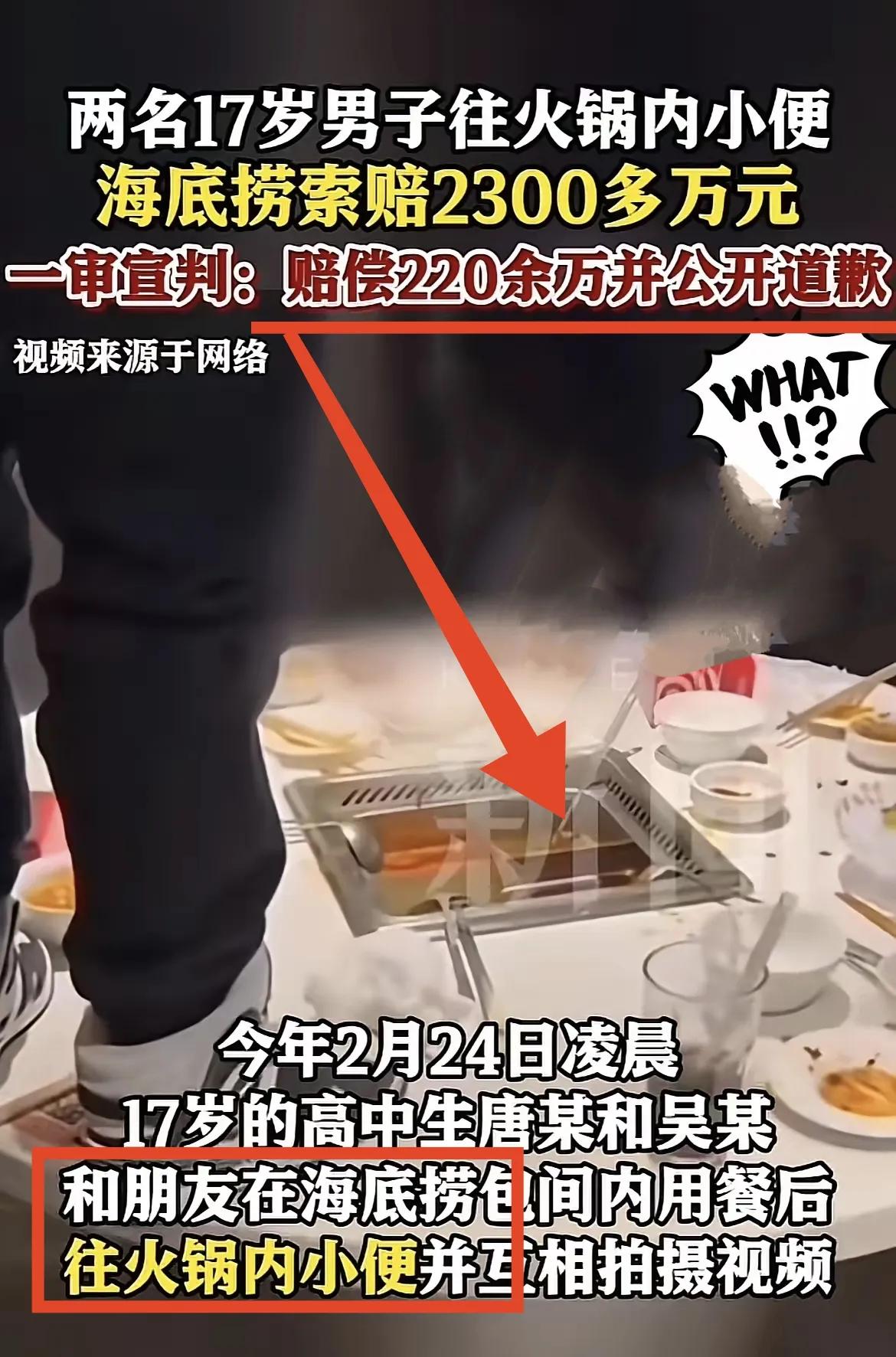 本来以为海底捞“小便门”这事儿，法院让两小孩赔偿220万太多了，普通家庭哪里赔的