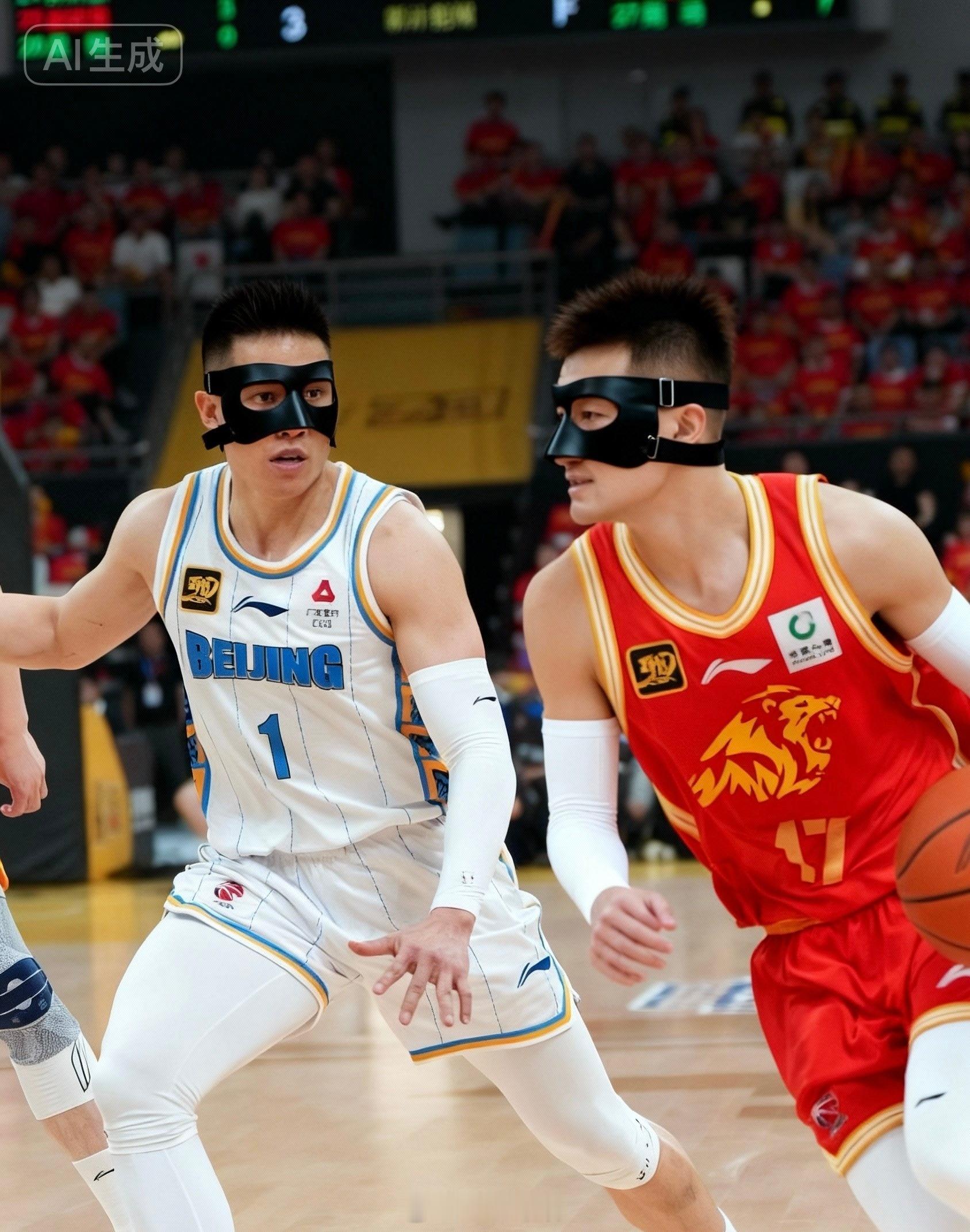 北京男篮vs广厦男篮 原本娱乐了一下，准备了几张对位面具图，哈哈踩场还问了下孙总