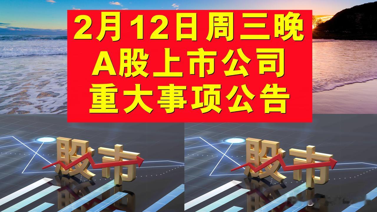 2月12日周三晚间A股上市公司公告。

一、拟减持股份公告：拟减持量、占总股本的