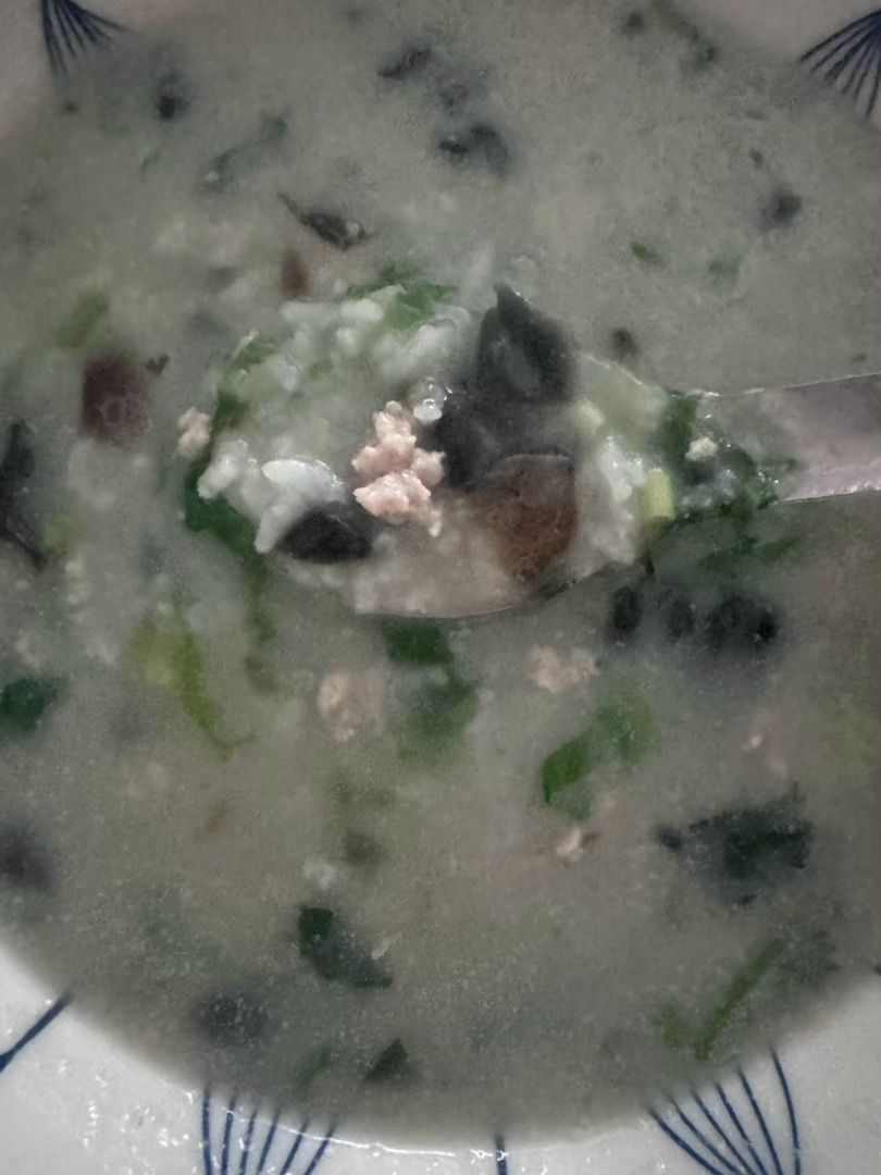 生活手记  第一次做皮蛋瘦肉粥，完美