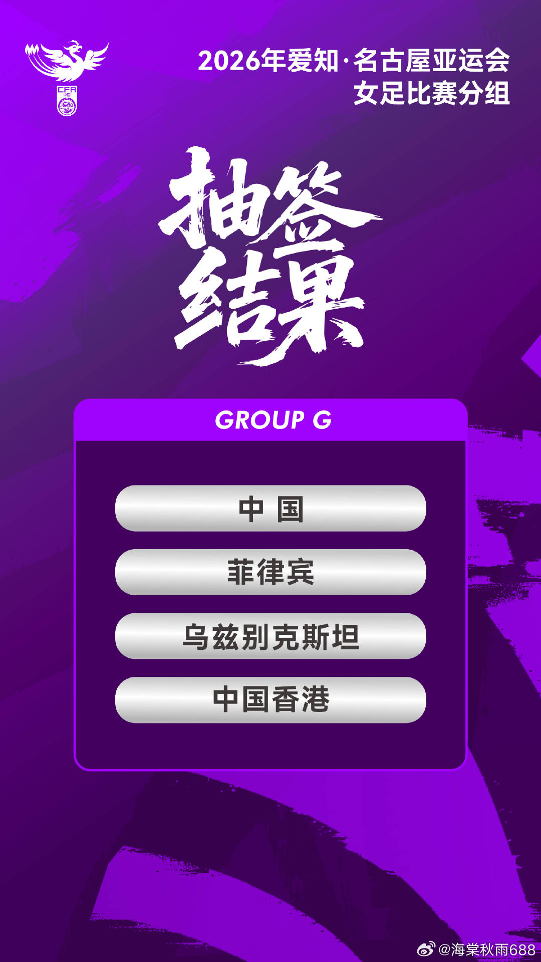 亚运会女足抽签：中国队与菲律宾乌兹别克中国香港同组------新华社东京7月23
