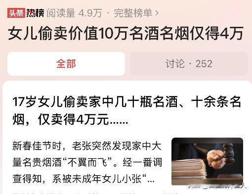 “都有过错！”上海嘉定，17岁少女趁父母不知情时将父亲价值10万余元的烟酒，采用