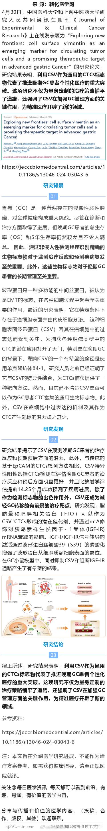探索新领域！中国医科大学等合作发现胃癌治疗靶点和检测标志物 ​​​