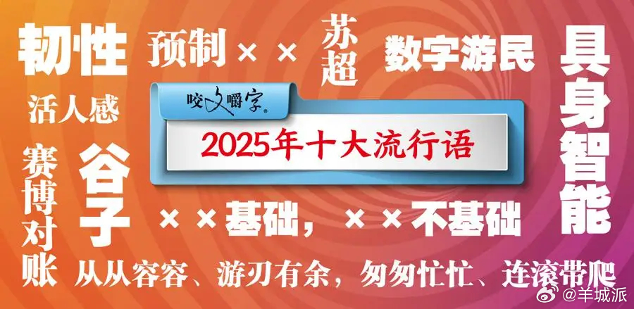 【2025年十大流行语公布！“韧性”位居榜首，“匆匆忙忙、连滚带爬”上榜】12月