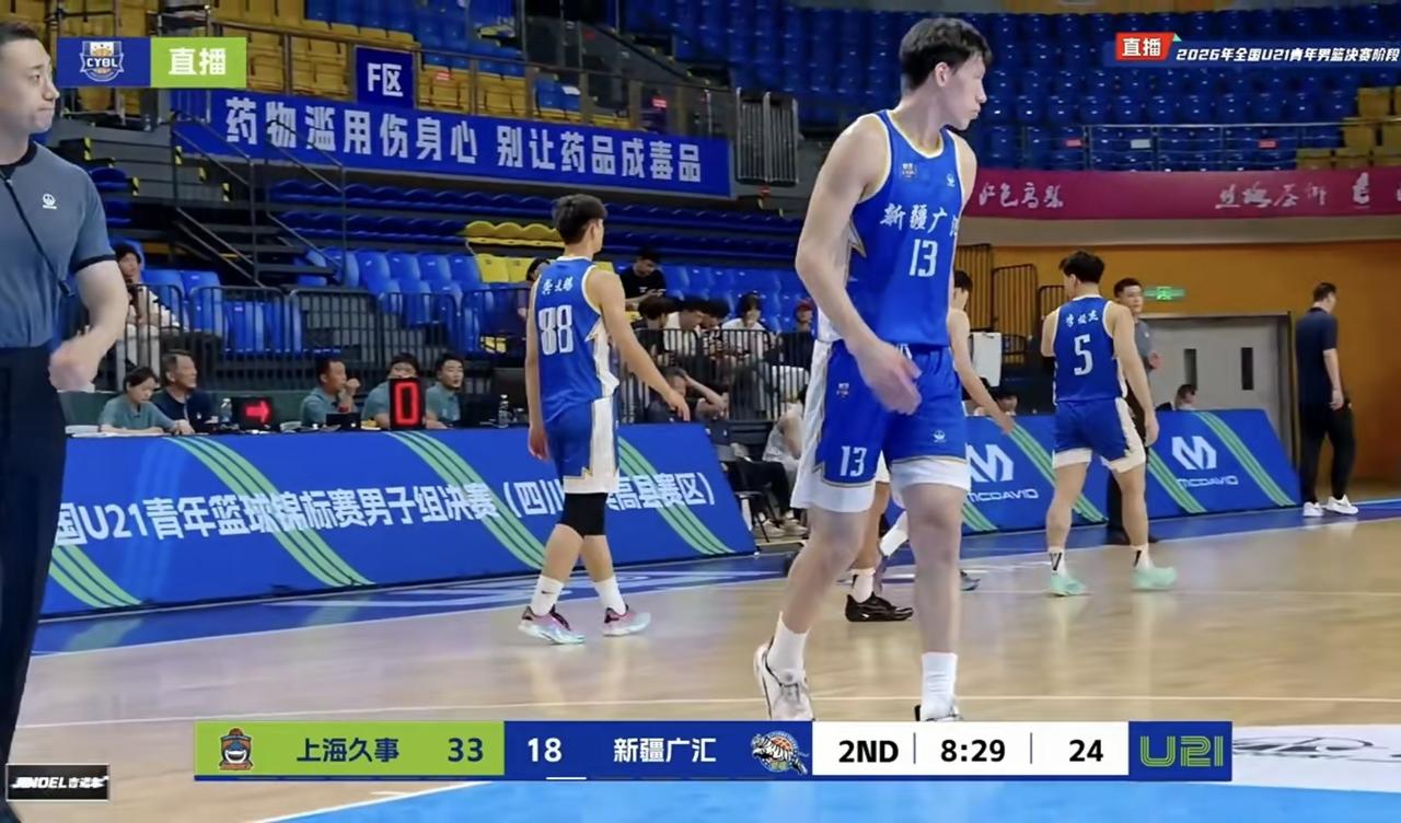 始终无法破解上海U21的包夹逼抢，也防不住上海的外线三分。在刚刚结束的新疆U21