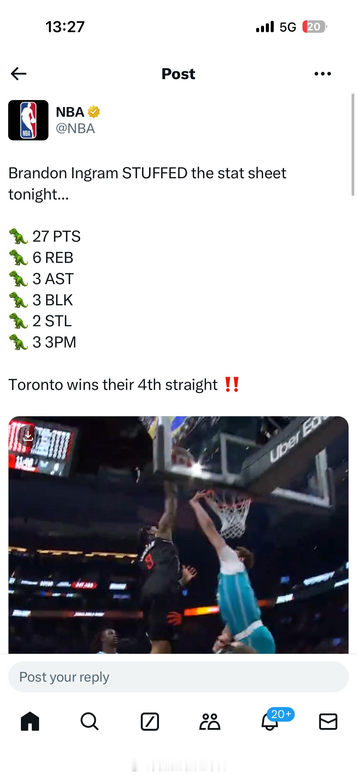 换队后NBA官方给英格拉姆的新闻都增多了