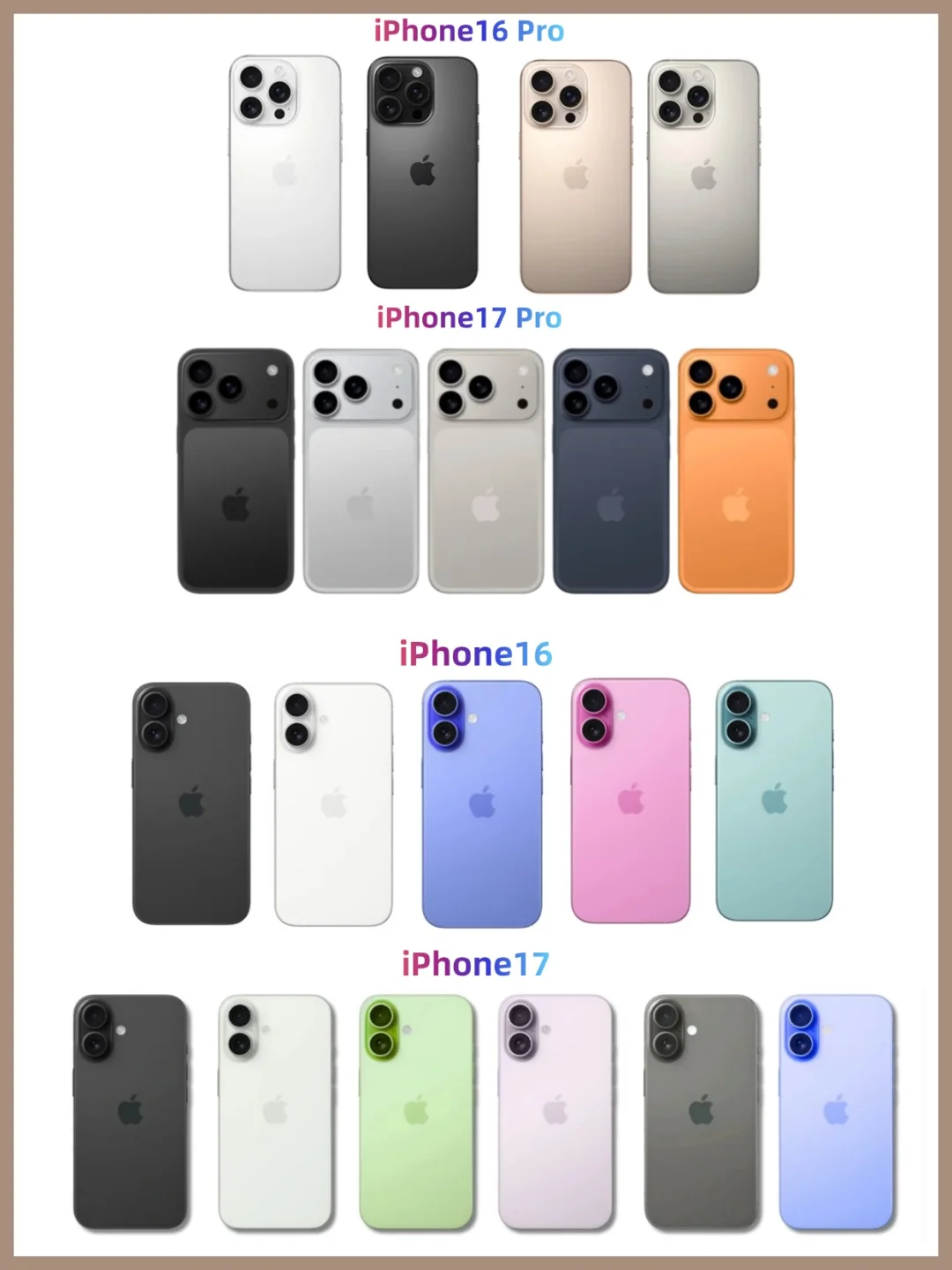 iPhone17系列对比16，哪个颜色好看？