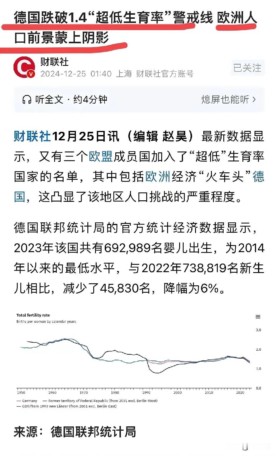中国出生率越来越低，本以为是中国特有的事情，想不到连发达国家德国的出生率也如此的