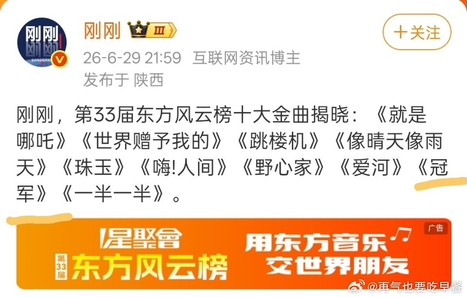 投 时代少年团《冠军》还是十大金曲之一