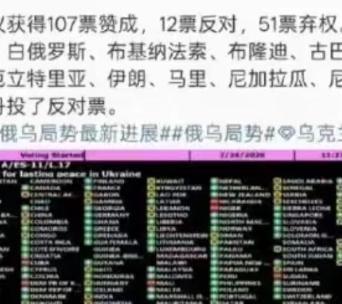 弱国无外交啊！选择支持乌克兰的国家只有 107 个，但是选择支持俄罗斯的国家，居