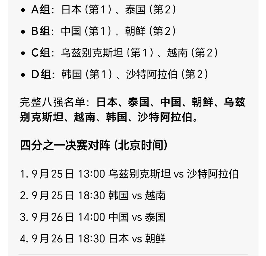 名古屋亚运会足球1/4决赛中国国家队U23将对阵泰国U23队，如果取胜将会进入4