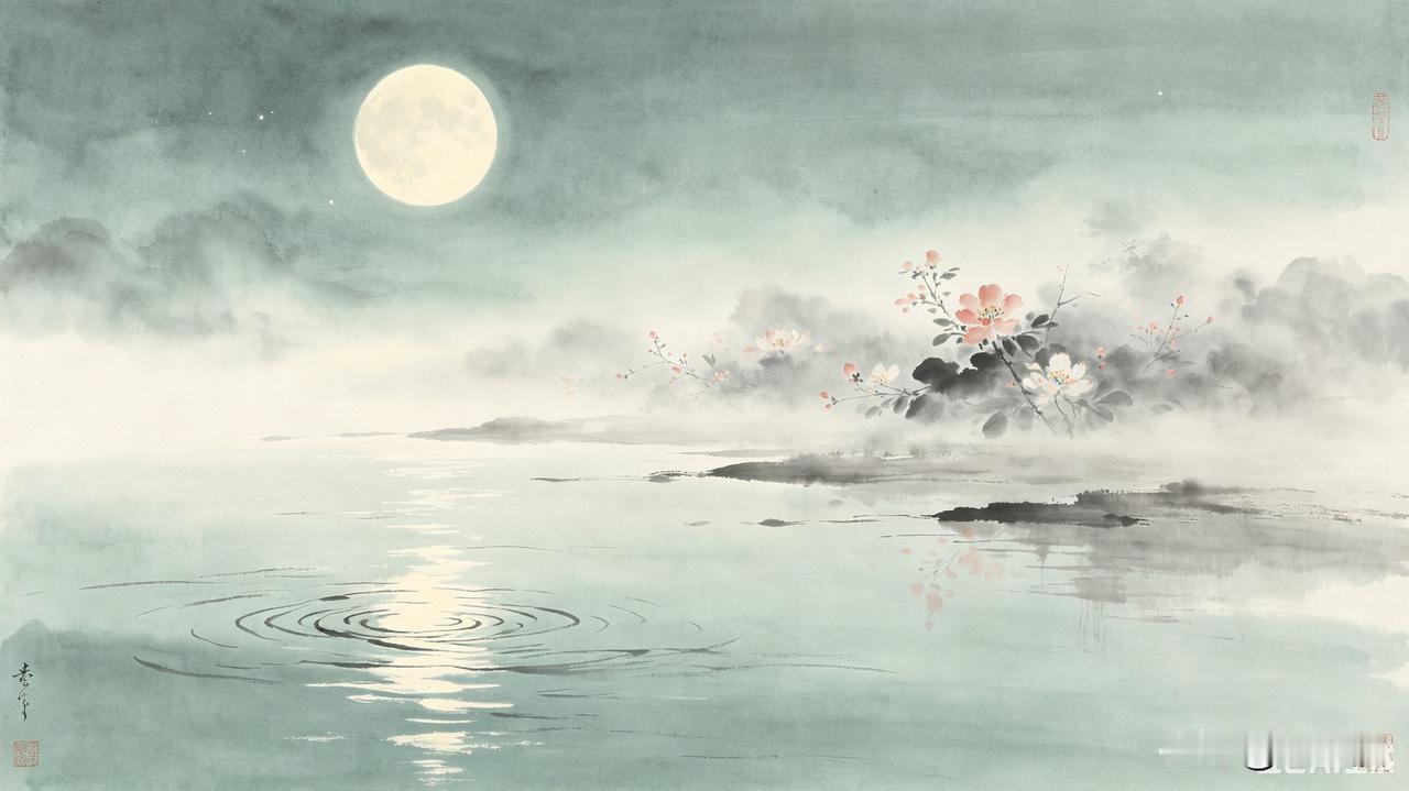 上联：摇摇晃晃水中月
下联：朦朦胧胧雾里花