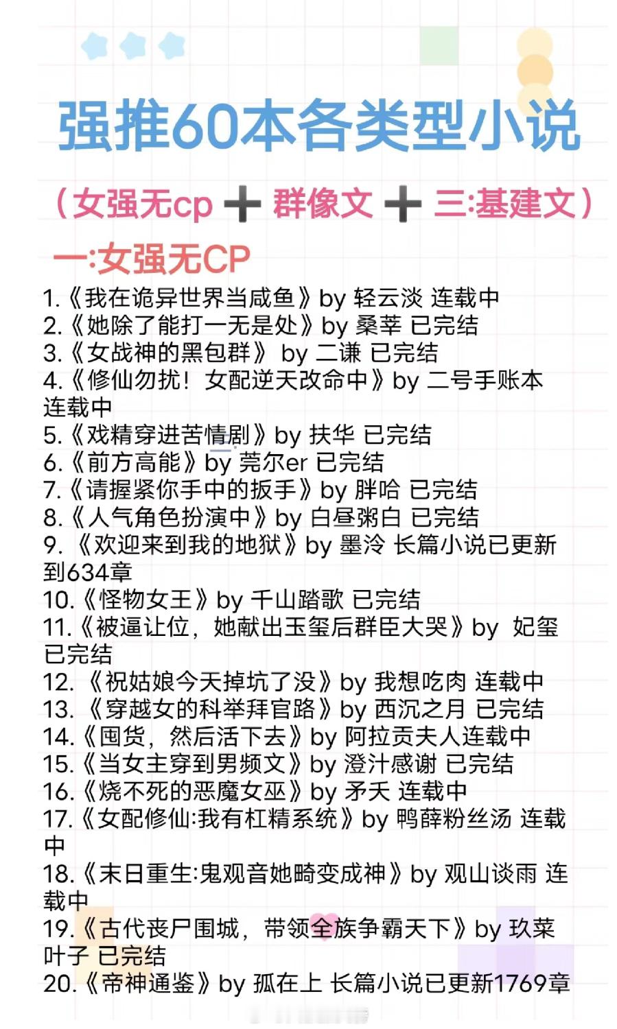 强！推！这六十本高质量小说，让你告别书荒一次看个够！[在线等] #这小说可真有意