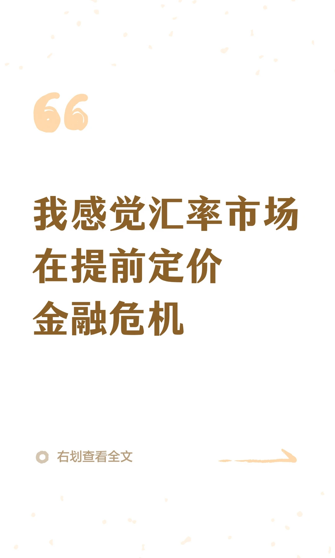 我感觉汇率市场在提前定价金融危机