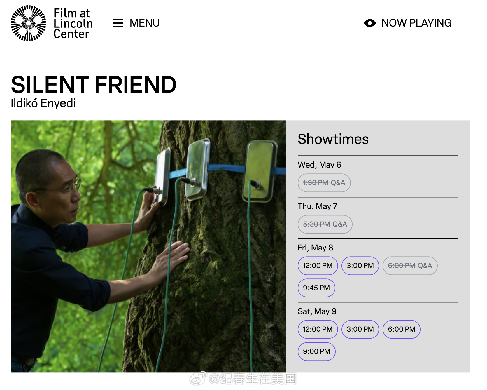 梁朝伟来纽约，林肯中心生涯回顾展加新片“寂静的朋友”上映，今早开票，现身场次票已