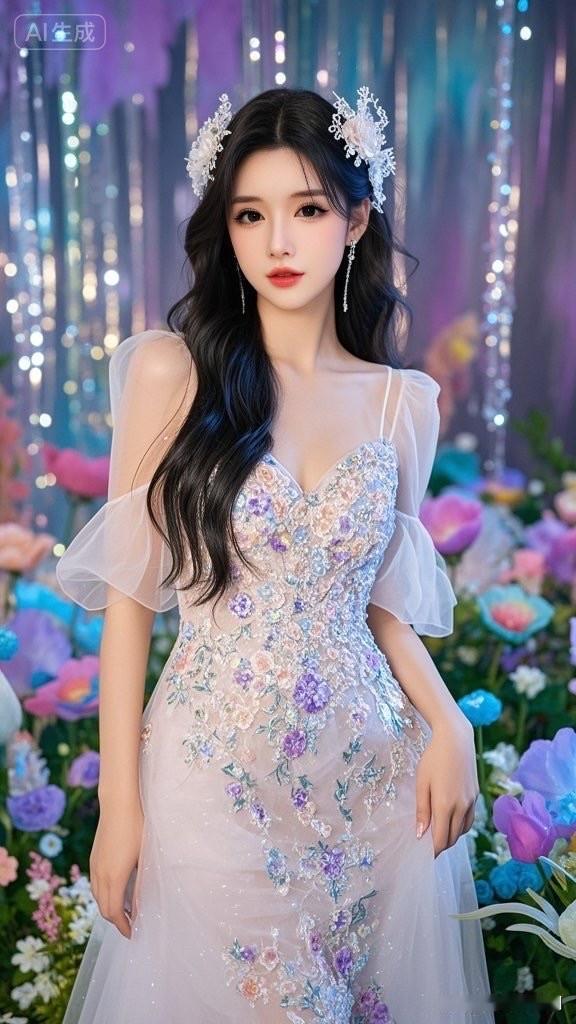 梦幻婚纱照，优雅气质，花海背景，美不胜收！