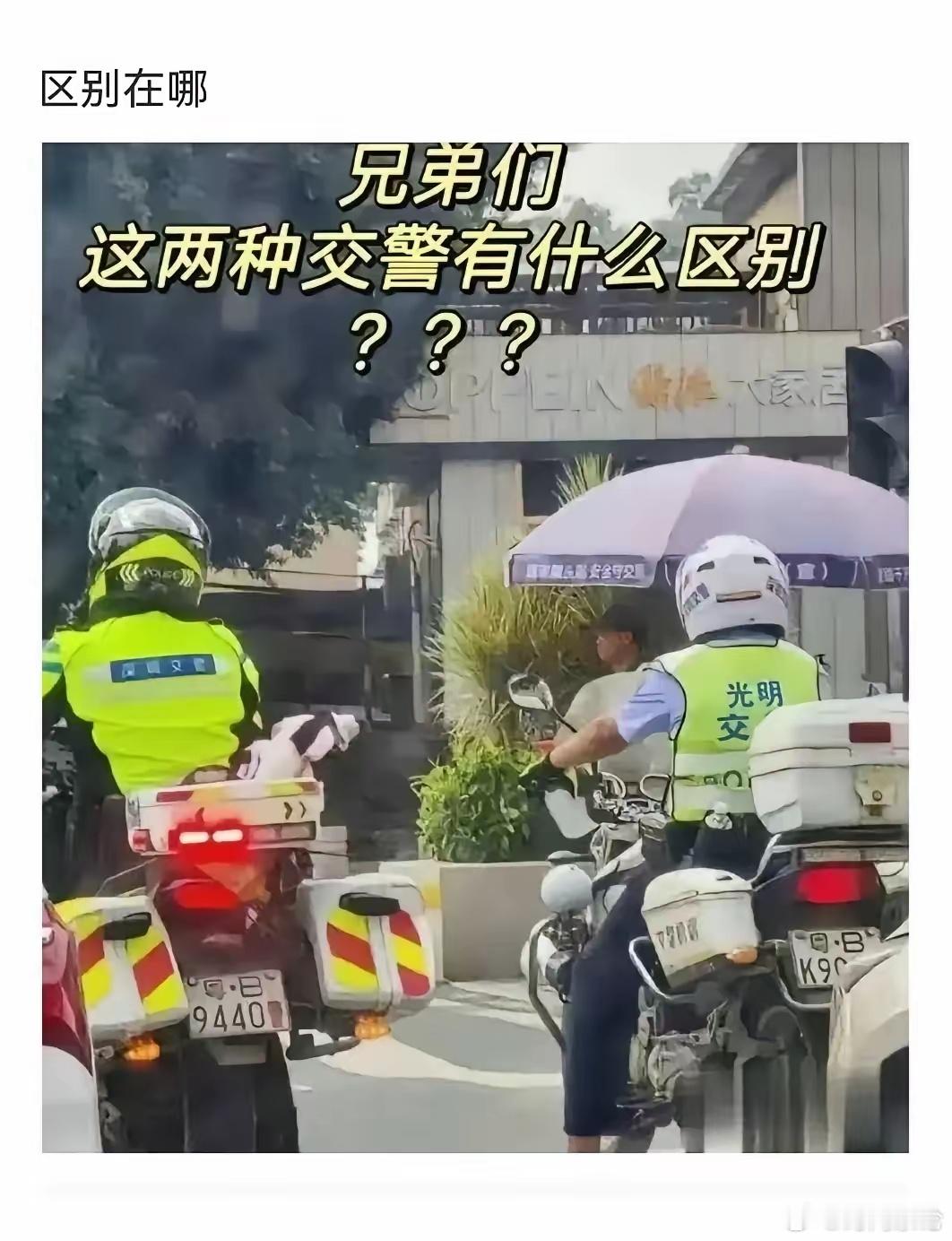 这两种交警有什么区别吗？[费解] 