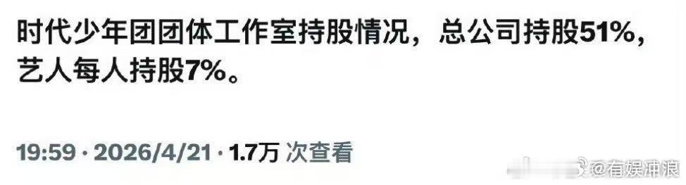 网传时代少年团工作室持股情况曝时代少年团工作室持股情况网传时代少年团工作室持股情