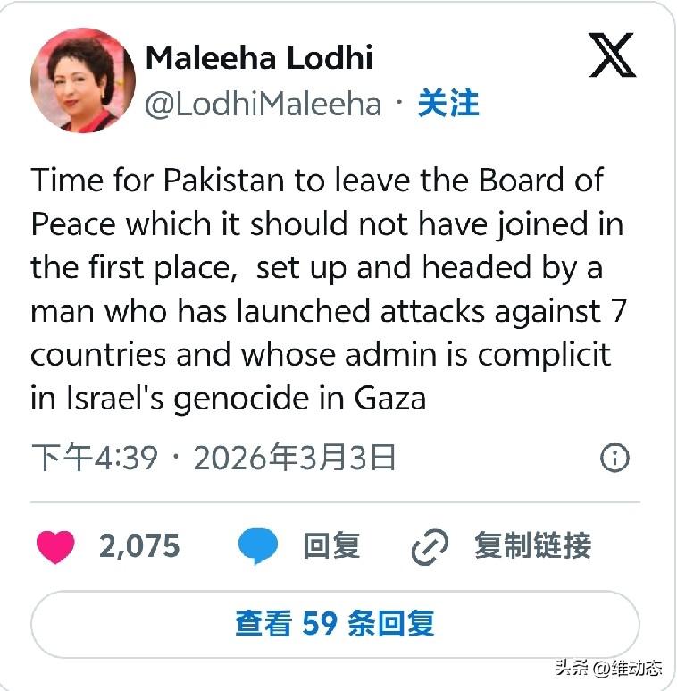 巴基斯坦前外交官呼吁政府退出特朗普关联的和平委员会

曾任巴基斯坦驻美国与英国大