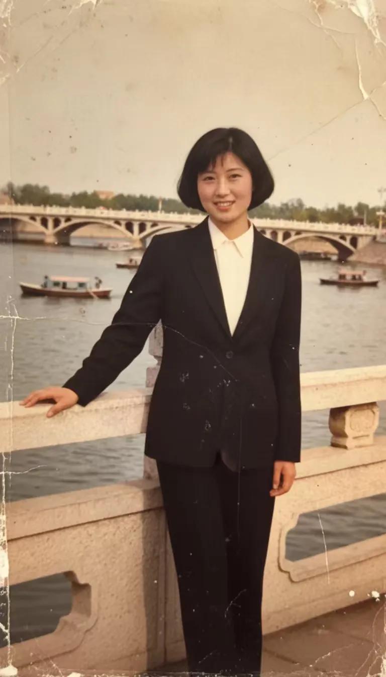 翻开家里的相册，发现了这张照片，那时候的妈妈才20几岁，真的好年轻漂亮，看着这一