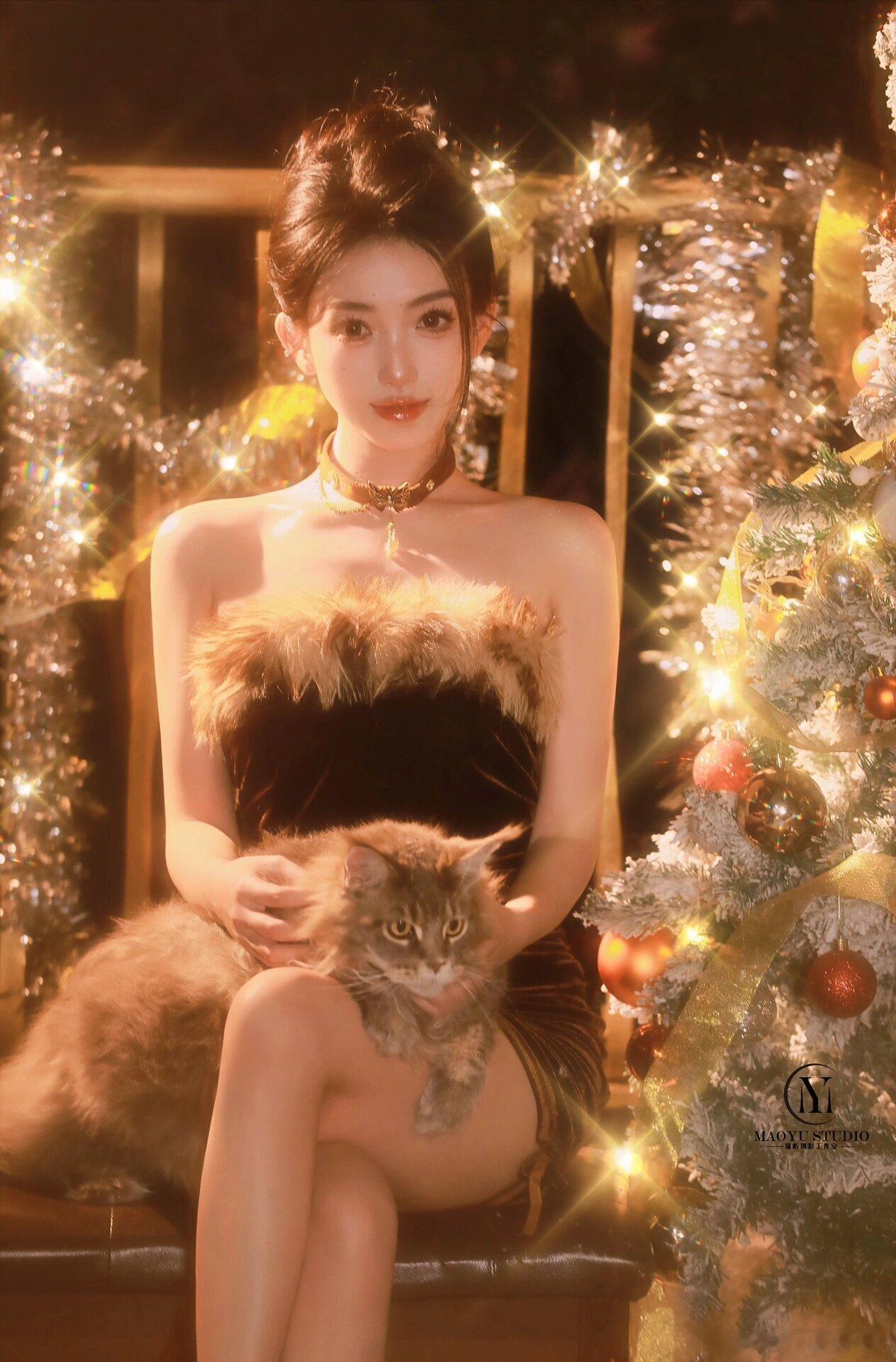 携爱宠拍一套圣诞千金风写真✨🎄我的塞班太习惯抱抱了只要在人身上就好乖超有镜头感