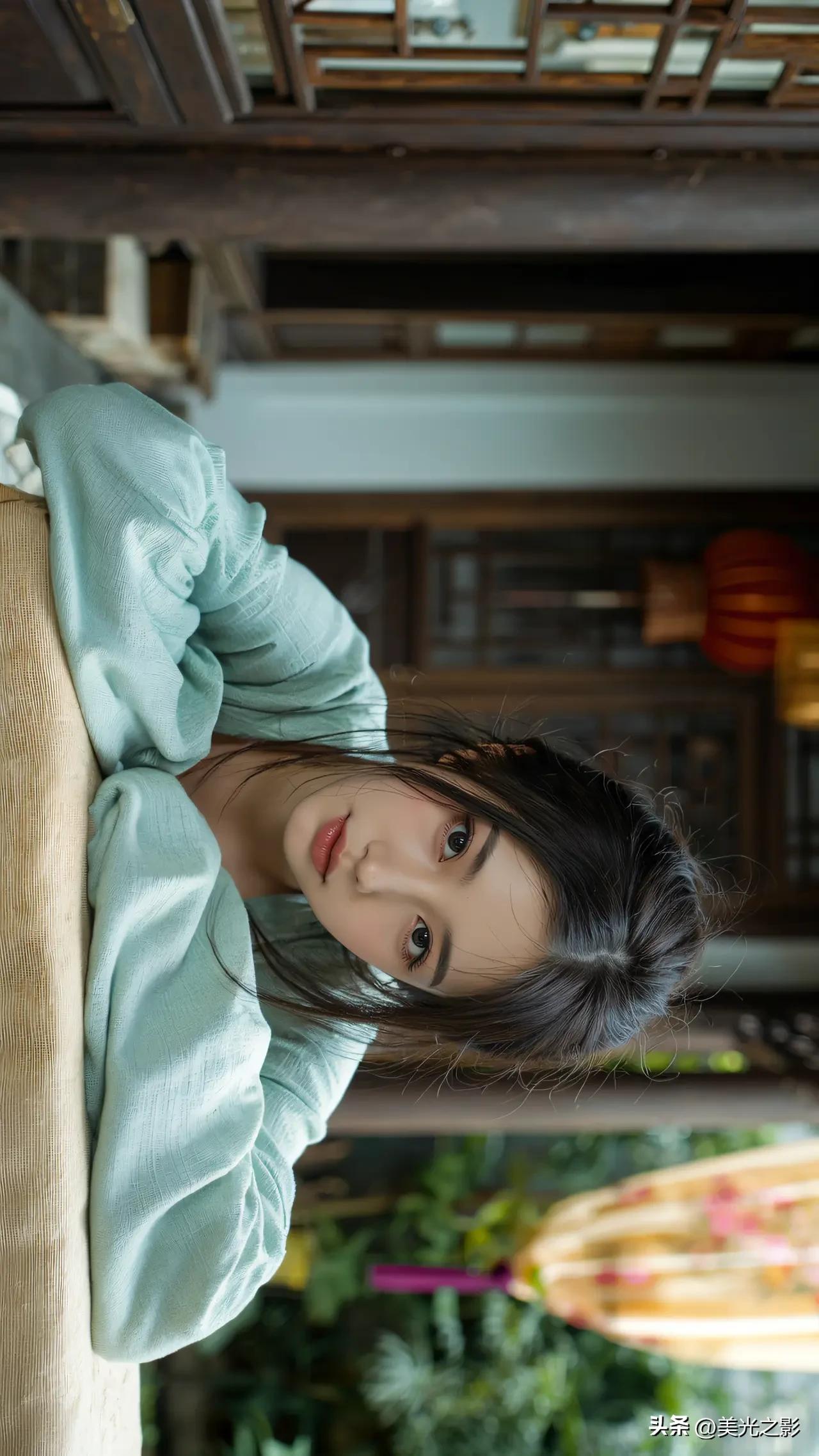 光之影&AI
温柔古风少女，倚栏轻笑，韵味悠长。