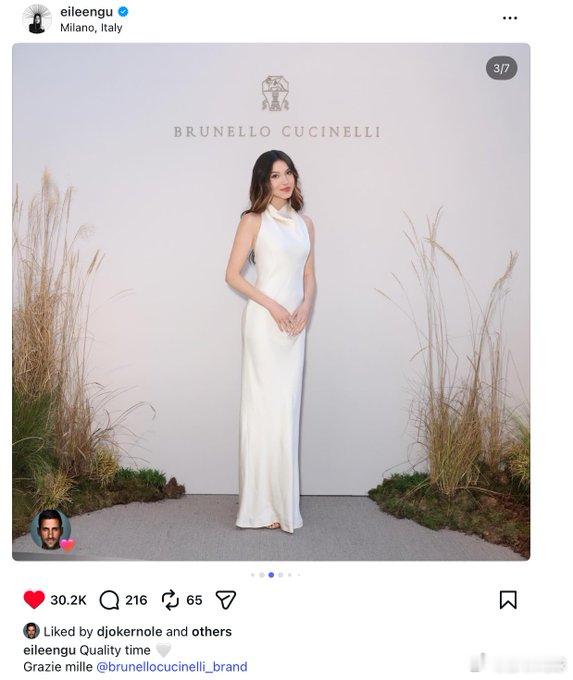 德约科维奇点赞谷爱凌米兰时装周装扮。诺瓦克和中国两大体坛女神关系都很好呀。网坛风