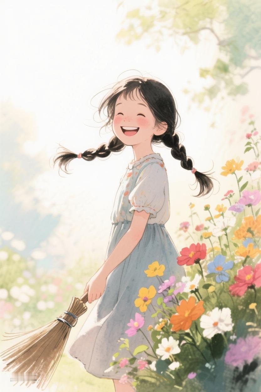 AI随心绘在花海中，那一抹笑容如阳光般灿烂，生活便是这般，简单而美好✨