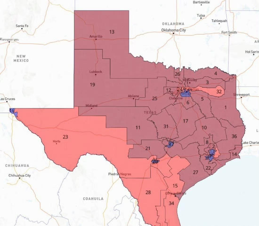 看来德州的选区划分差不多了！美国最高法院立即推翻了激进法官此前否决德克萨斯州20