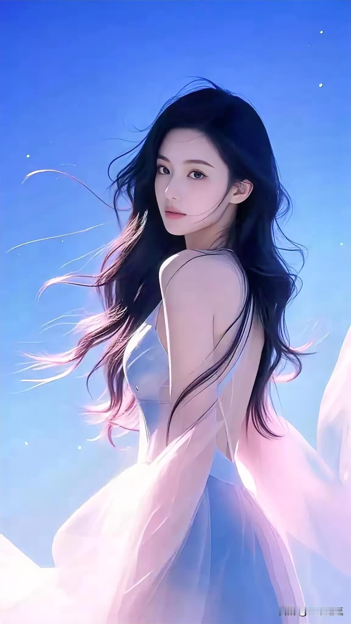 梦幻蓝调少女，轻盈飘逸，如梦似幻