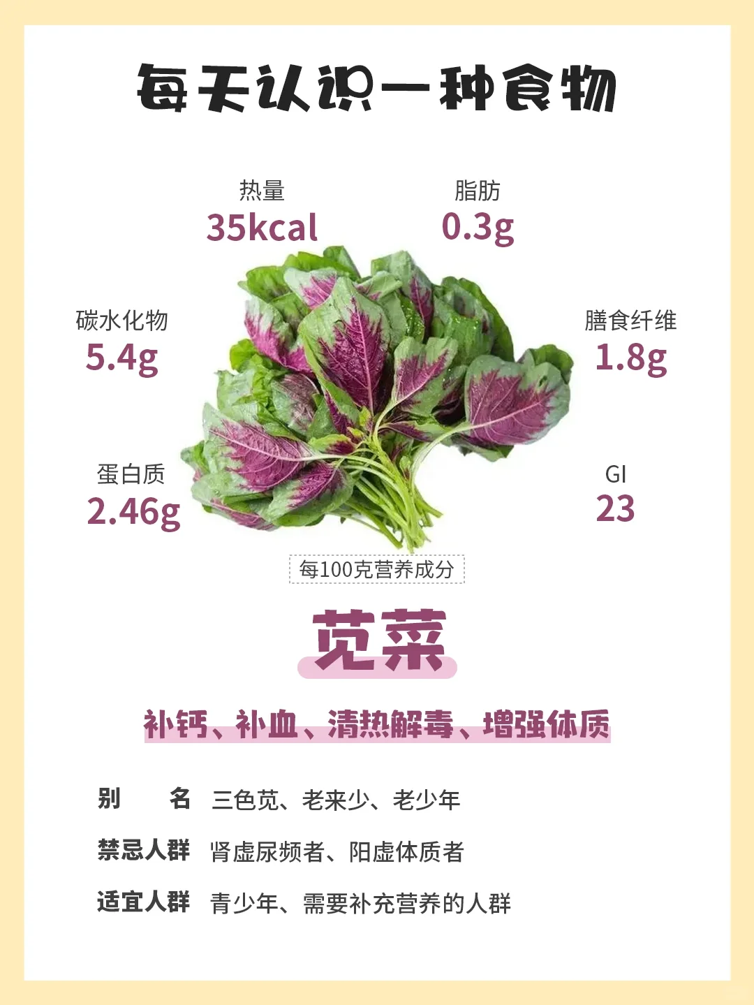 每天认识一种食物62｜苋菜