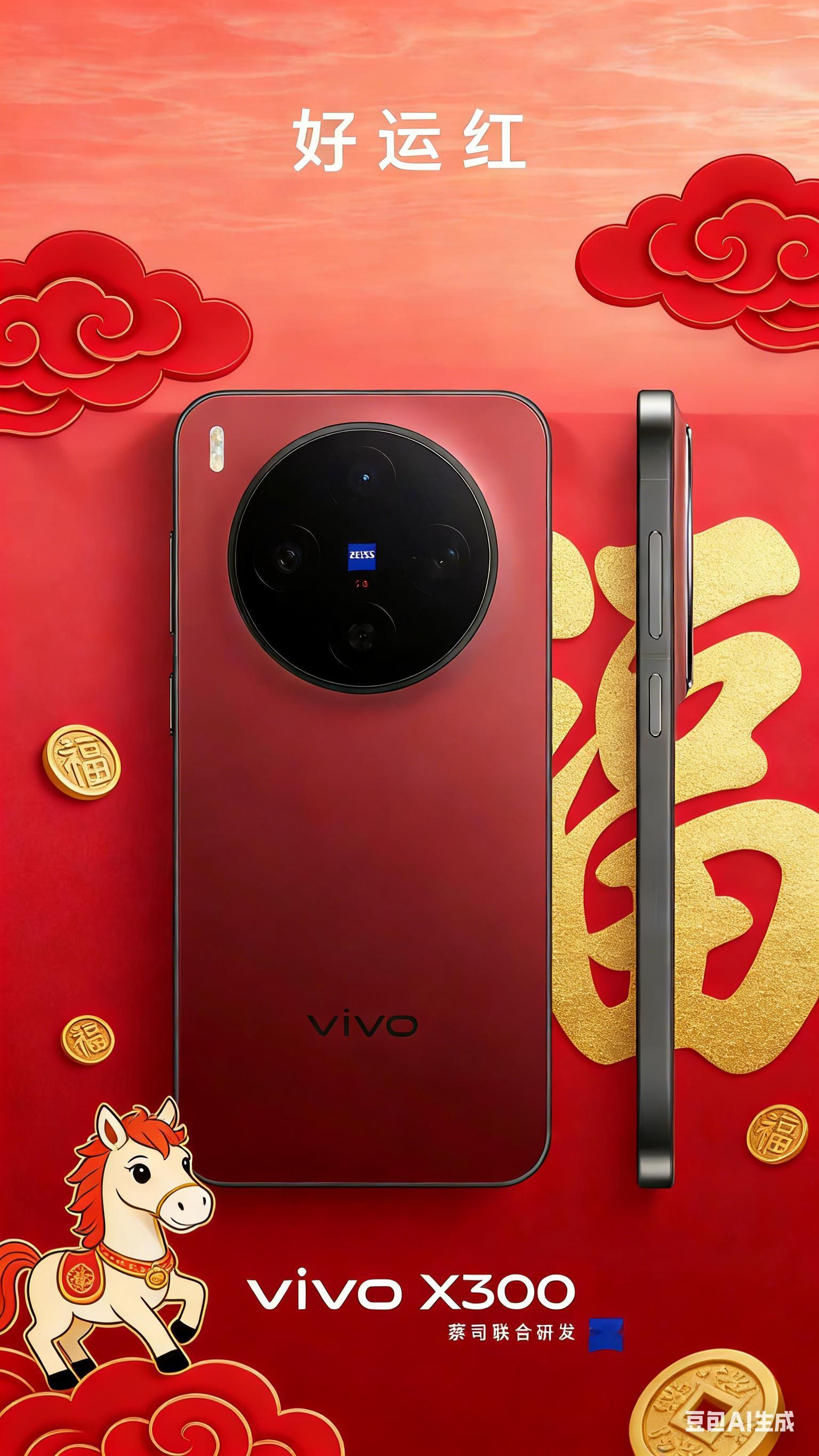 马年要红，就用 vivo X300 好运红！拿在手里就是新春佳节最当之无愧的颜值